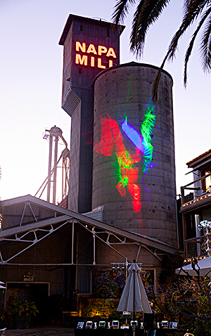 Napa River Inn Mill tower with laser lumia